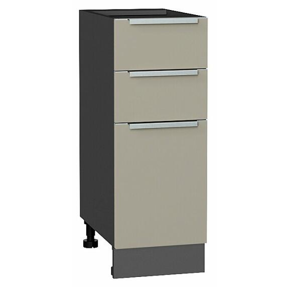 Шкаф нижний с 3-мя ящиками Фьюжн Silky Grey Graphite 816*300*480