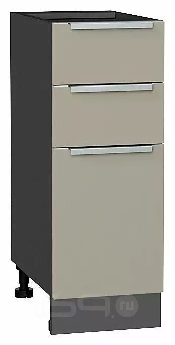 Шкаф нижний с 3-мя ящиками Фьюжн Silky Grey Graphite 816*300*480
