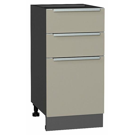 Шкаф нижний с 3-мя ящиками Фьюжн Silky Grey Graphite 816*400*480