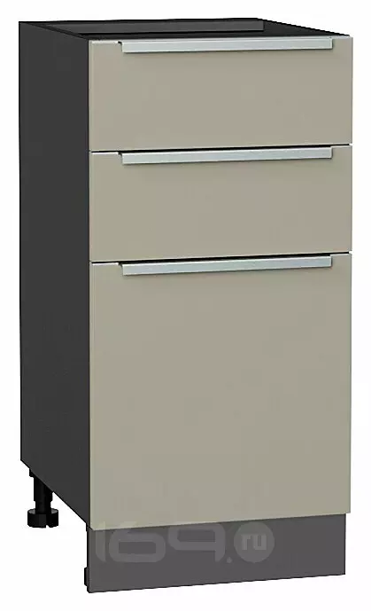 Шкаф нижний с 3-мя ящиками Фьюжн Silky Grey Graphite 816*400*480