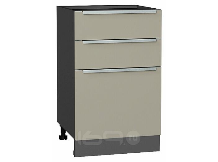 Шкаф нижний с 3-мя ящиками Фьюжн Silky Grey Graphite 816*500*480