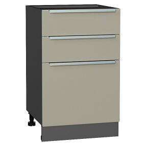 Шкаф нижний с 3-мя ящиками Фьюжн Silky Grey Graphite 816*500*480