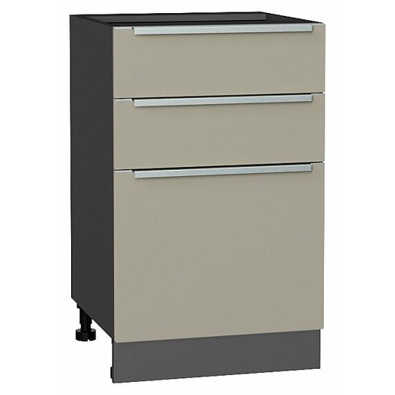 Шкаф нижний с 3-мя ящиками Фьюжн Silky Grey Graphite 816*500*480