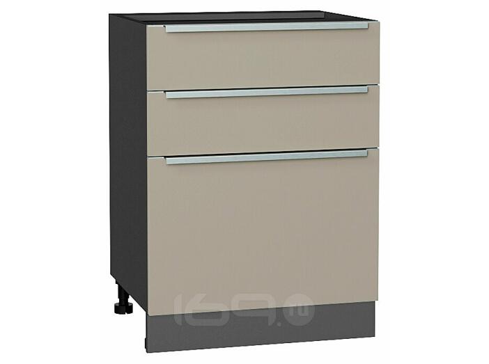 Шкаф нижний с 3-мя ящиками Фьюжн Silky Grey Graphite 816*600*480