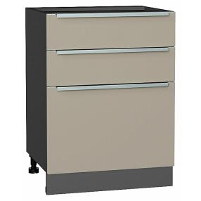 Шкаф нижний с 3-мя ящиками Фьюжн Silky Grey Graphite 816*600*480