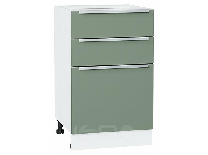 Шкаф нижний с 3-мя ящиками Фьюжн Silky Mint Белый 816*500*480