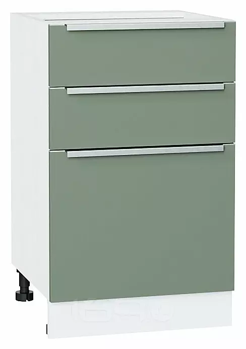 Шкаф нижний с 3-мя ящиками Фьюжн Silky Mint Белый 816*500*480