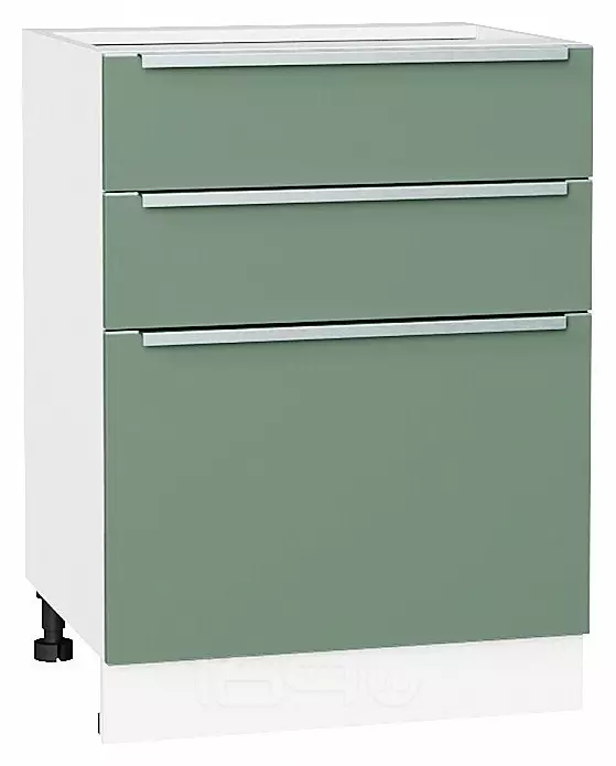 Шкаф нижний с 3-мя ящиками Фьюжн Silky Mint Белый 816*600*480