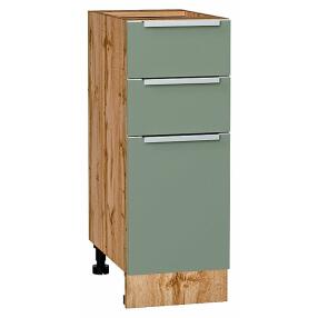 Шкаф нижний с 3-мя ящиками Фьюжн Silky Mint Дуб Вотан 816*300*480