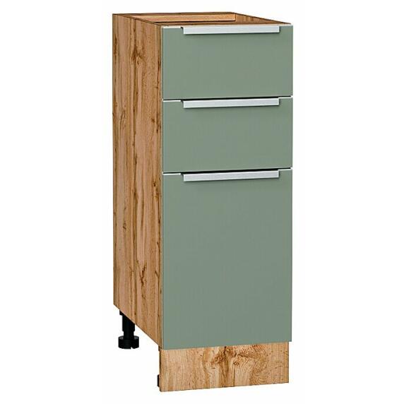 Шкаф нижний с 3-мя ящиками Фьюжн Silky Mint Дуб Вотан 816*300*480