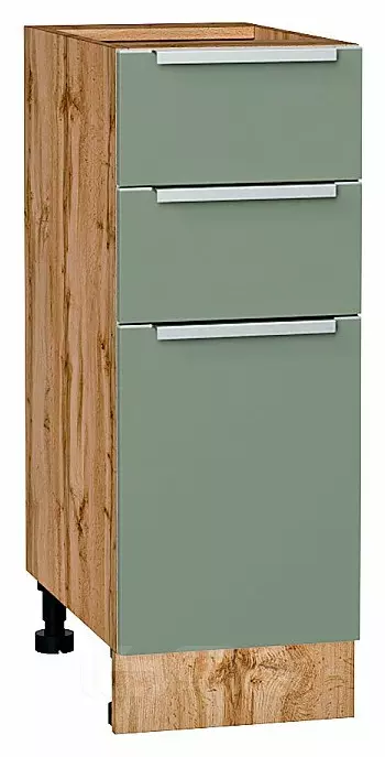 Шкаф нижний с 3-мя ящиками Фьюжн Silky Mint Дуб Вотан 816*300*480
