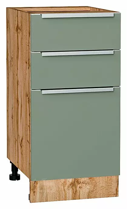 Шкаф нижний с 3-мя ящиками Фьюжн Silky Mint Дуб Вотан 816*400*480