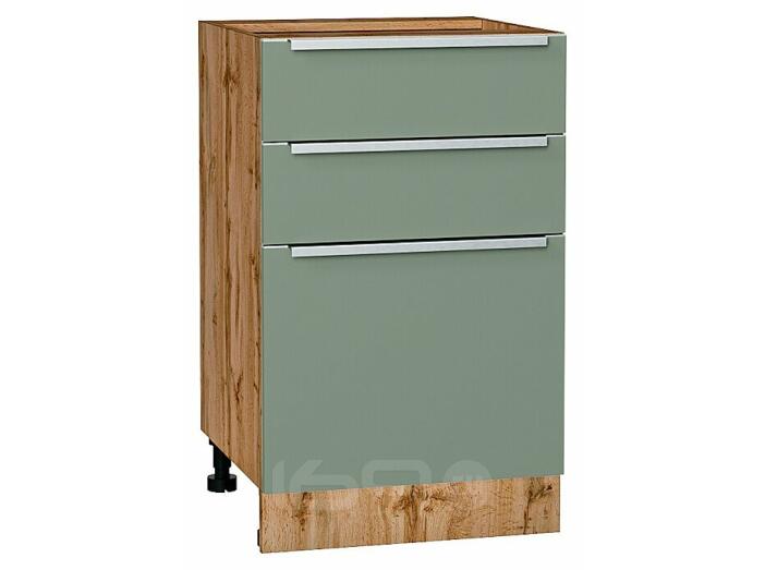 Шкаф нижний с 3-мя ящиками Фьюжн Silky Mint Дуб Вотан 816*500*480