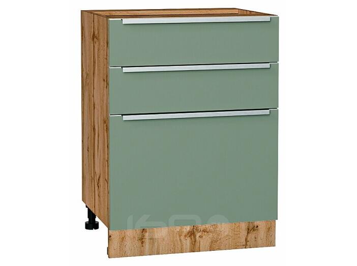 Шкаф нижний с 3-мя ящиками Фьюжн Silky Mint Дуб Вотан 816*600*480