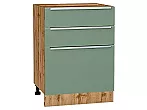 Шкаф нижний с 3-мя ящиками Фьюжн Silky Mint Дуб Вотан 816*600*480