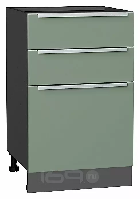 Шкаф нижний с 3-мя ящиками Фьюжн Silky Mint Graphite 816*500*480