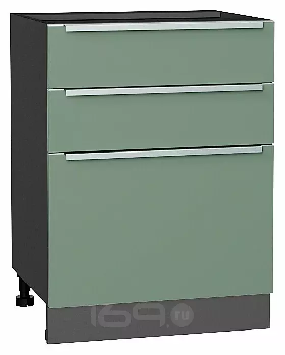 Шкаф нижний с 3-мя ящиками Фьюжн Silky Mint Graphite 816*600*480