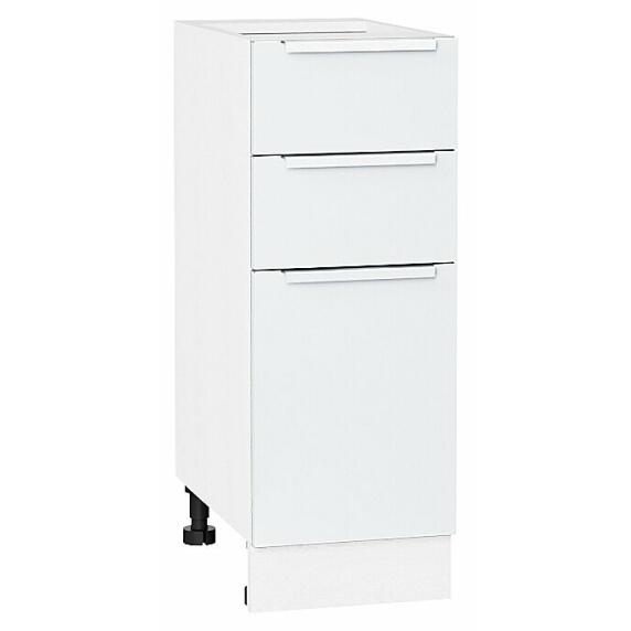 Шкаф нижний с 3-мя ящиками Фьюжн Silky White Белый 816*300*480