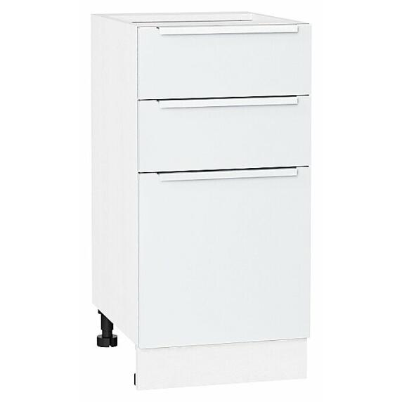 Шкаф нижний с 3-мя ящиками Фьюжн Silky White Белый 816*400*480