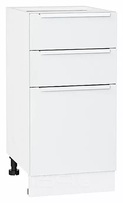Шкаф нижний с 3-мя ящиками Фьюжн Silky White Белый 816*400*480