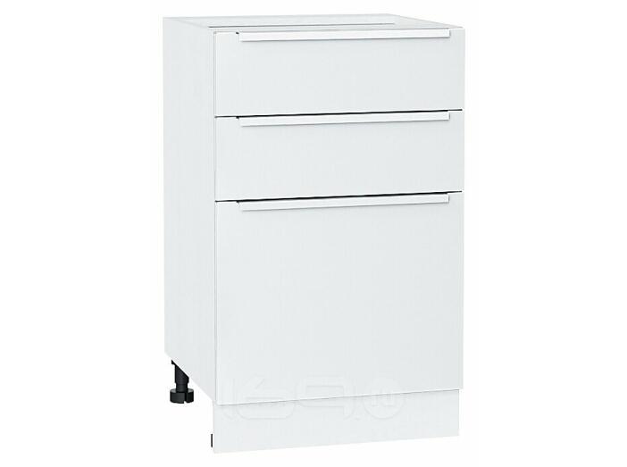 Шкаф нижний с 3-мя ящиками Фьюжн Silky White Белый 816*500*480