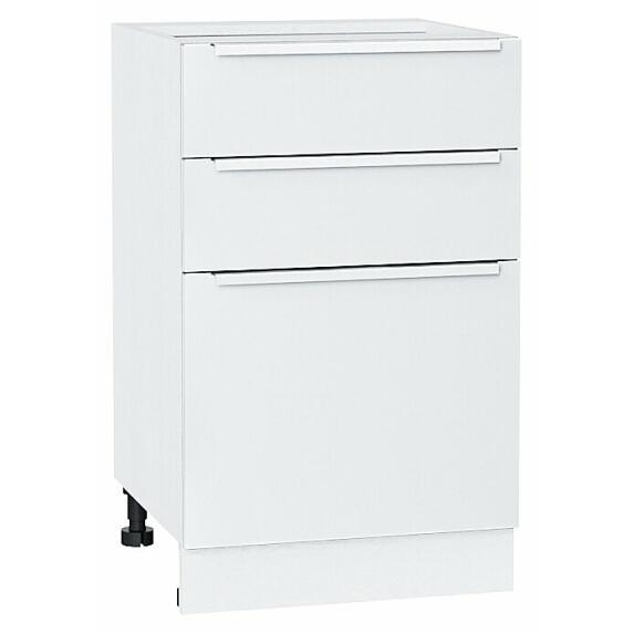 Шкаф нижний с 3-мя ящиками Фьюжн Silky White Белый 816*500*480