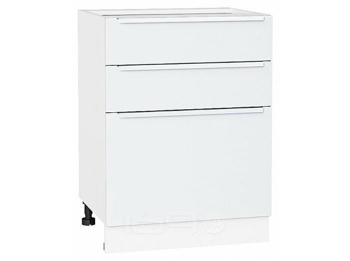 Шкаф нижний с 3-мя ящиками Фьюжн Silky White Белый 816*600*480