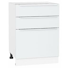 Шкаф нижний с 3-мя ящиками Фьюжн Silky White Белый 816*600*480