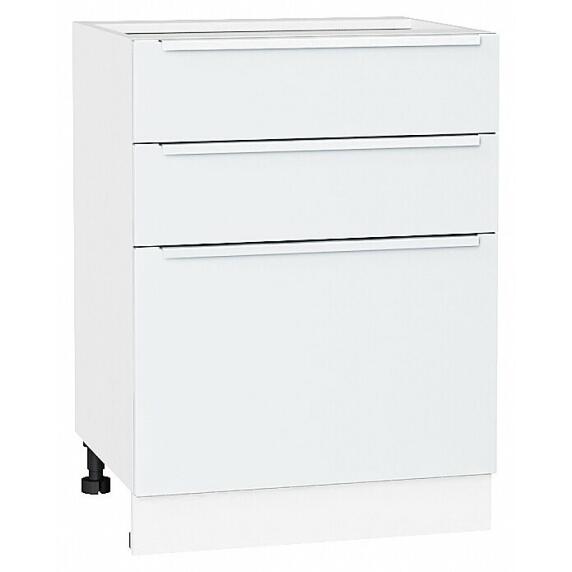 Шкаф нижний с 3-мя ящиками Фьюжн Silky White Белый 816*600*480