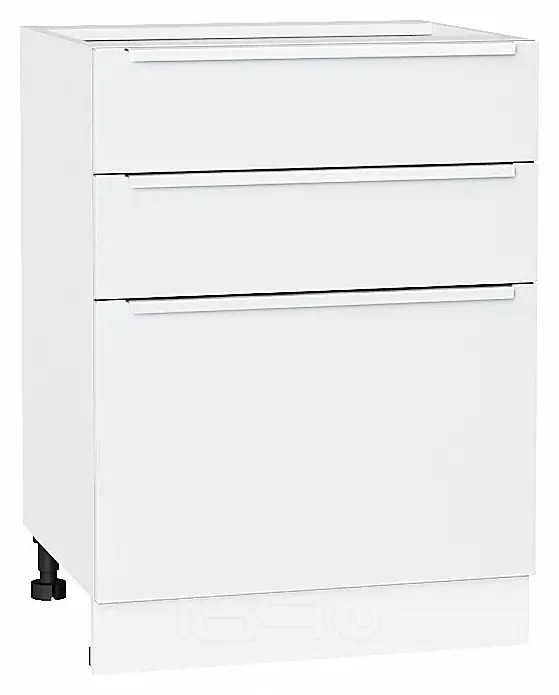 Шкаф нижний с 3-мя ящиками Фьюжн Silky White Белый 816*600*480