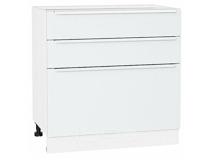 Шкаф нижний с 3-мя ящиками Фьюжн Silky White Белый 816*800*480