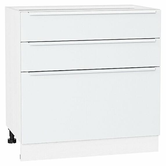Шкаф нижний с 3-мя ящиками Фьюжн Silky White Белый 816*800*480