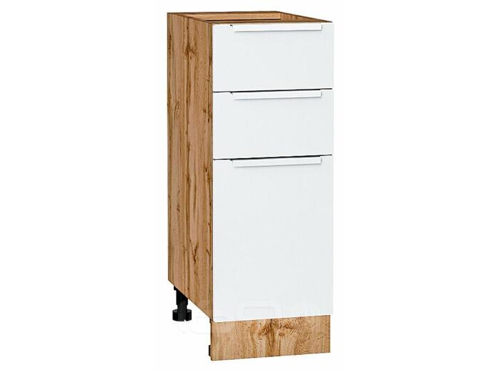 Шкаф нижний с 3-мя ящиками Фьюжн Silky White Дуб Вотан 816*300*480