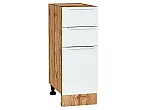 Шкаф нижний с 3-мя ящиками Фьюжн Silky White Дуб Вотан 816*300*480