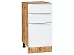 Шкаф нижний с 3-мя ящиками Фьюжн Silky White Дуб Вотан 816*400*480