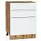 Шкаф нижний с 3-мя ящиками Фьюжн Silky White Дуб Вотан 816*600*480 Шкаф нижний с 3-мя ящиками Фьюжн Silky White Дуб Вотан 816*600*480