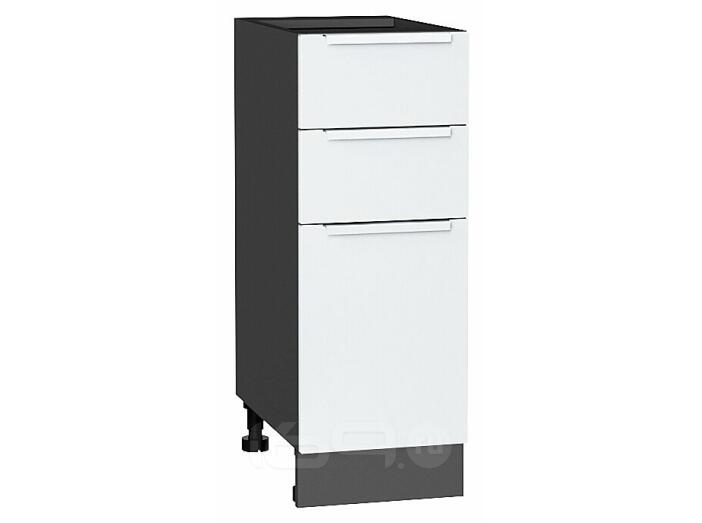Шкаф нижний с 3-мя ящиками Фьюжн Silky White Graphite 816*300*480