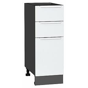 Шкаф нижний с 3-мя ящиками Фьюжн Silky White Graphite 816*300*480