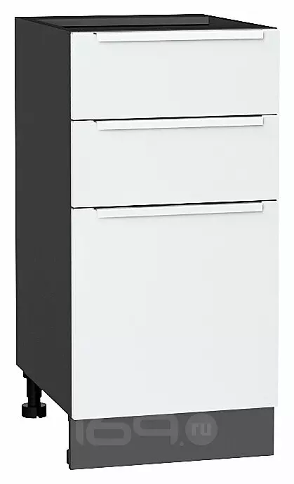 Шкаф нижний с 3-мя ящиками Фьюжн Silky White Graphite 816*400*480