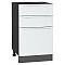 Шкаф нижний с 3-мя ящиками Фьюжн Silky White Graphite 816*500*480 Шкаф нижний с 3-мя ящиками Фьюжн Silky White Graphite 816*500*480