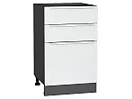 Шкаф нижний с 3-мя ящиками Фьюжн Silky White Graphite 816*500*480