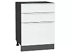 Шкаф нижний с 3-мя ящиками Фьюжн Silky White Graphite 816*600*480