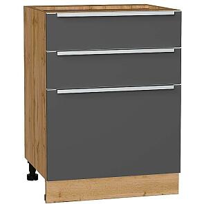 Шкаф нижний с 3-мя ящиками Фьюжн Stormy Silk/Дуб Вотан 816*600*480