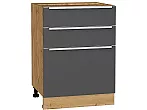Шкаф нижний с 3-мя ящиками Фьюжн Stormy Silk/Дуб Вотан 816*600*480