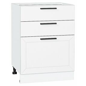 Шкаф нижний с 3-мя ящиками Глетчер Айленд Силк Белый 816*600*480