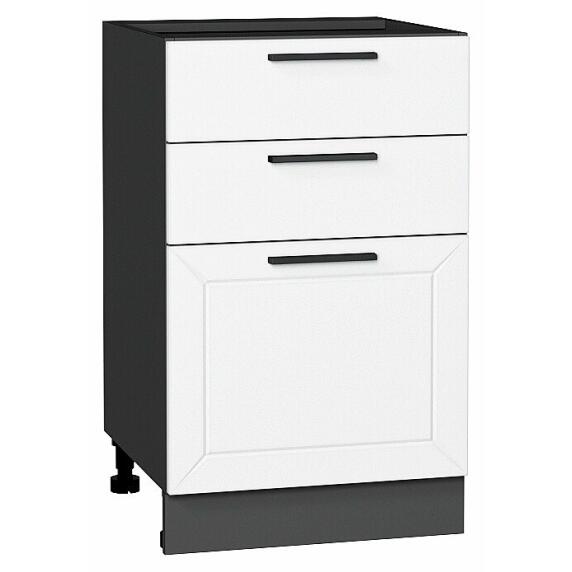 Шкаф нижний с 3-мя ящиками Глетчер Айленд Силк Graphite 816*500*478