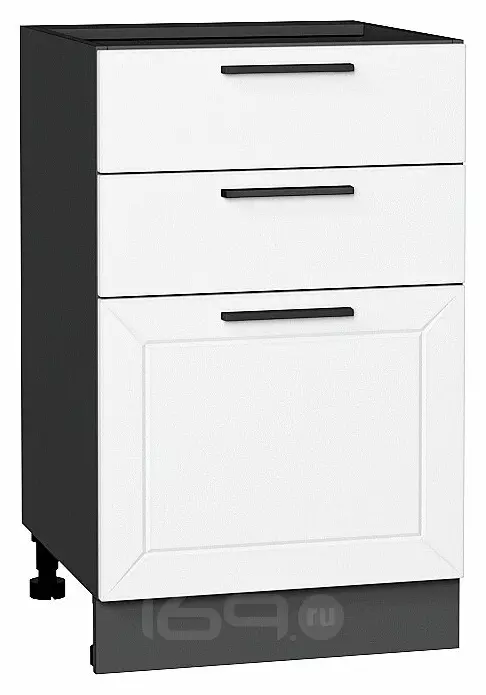 Шкаф нижний с 3-мя ящиками Глетчер Айленд Силк Graphite 816*500*478