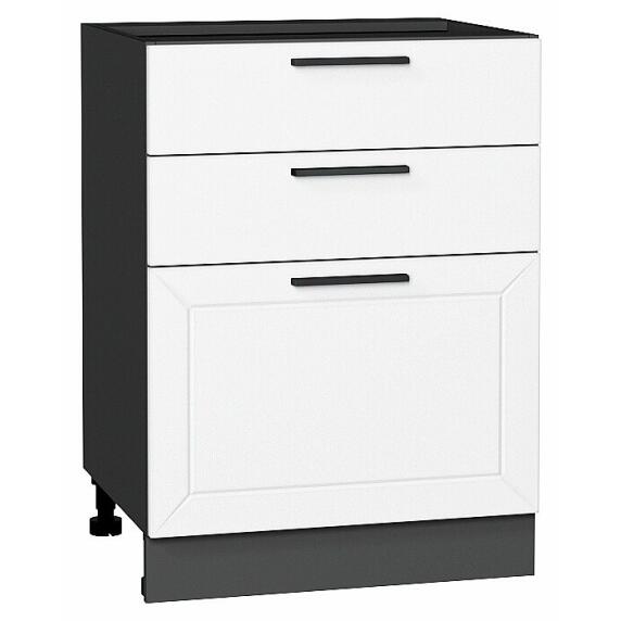 Шкаф нижний с 3-мя ящиками Глетчер Айленд Силк Graphite 816*600*480