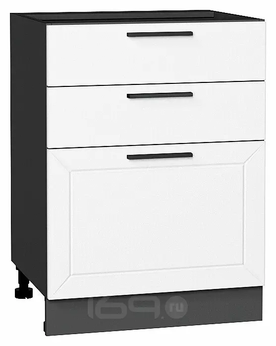 Шкаф нижний с 3-мя ящиками Глетчер Айленд Силк Graphite 816*600*480