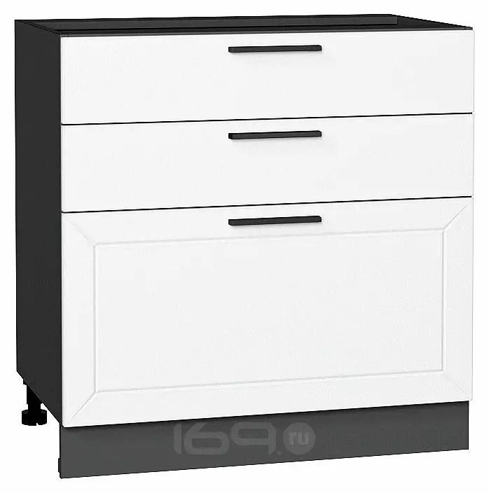 Шкаф нижний с 3-мя ящиками Глетчер Айленд Силк Graphite 816*800*478